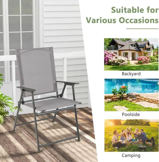 Alt view image 7 of 7 - SlickBlue Set of 4 Patio Folding Chair Set with Rustproof Metal Frame