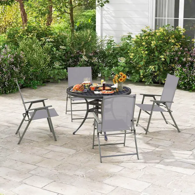 Alt view image 3 of 7 - SlickBlue Set of 4 Patio Folding Chair Set with Rustproof Metal Frame
