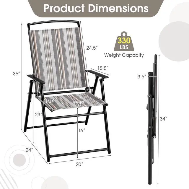 Alt view image 2 of 7 - SlickBlue Set of 2 Patio Folding Sling Chairs Space-saving Dining Chair