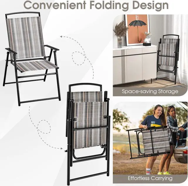 Alt view image 6 of 7 - SlickBlue Set of 2 Patio Folding Sling Chairs Space-saving Dining Chair