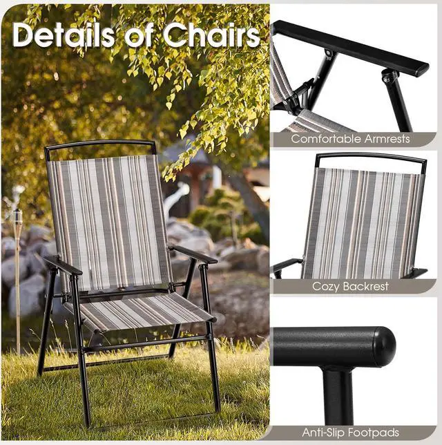 Alt view image 7 of 7 - SlickBlue Set of 2 Patio Folding Sling Chairs Space-saving Dining Chair
