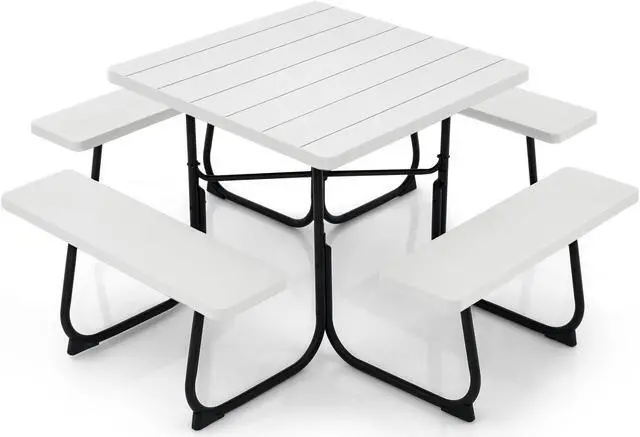 Main image of SlickBlue Outdoor Picnic Table with 4 Benches and Umbrella Hole