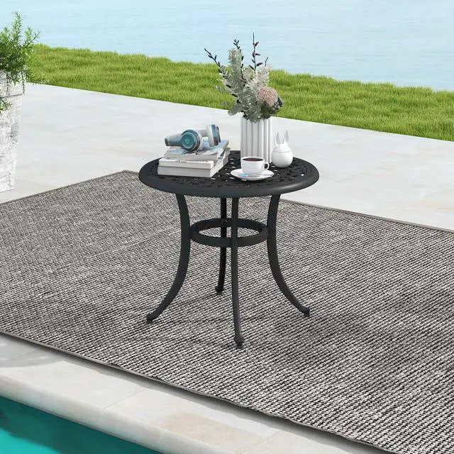 Alt view image 4 of 7 - SlickBlue 24 Inch Patio Side Table with Adjustable Footpads for Poolside Backyard Balcony