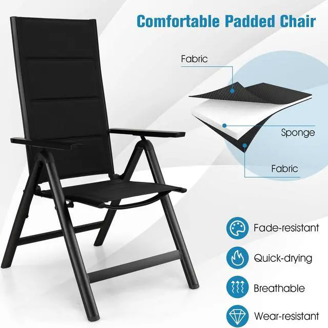 Alt view image 5 of 7 - SlickBlue Outdoor Dining Chair with Soft Padded Seat and 7-Position Adjustable Backrest