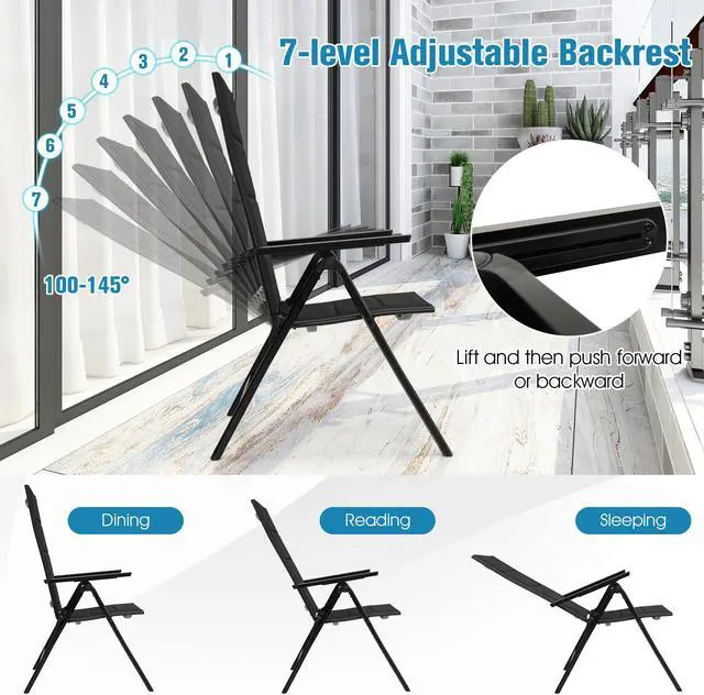 Alt view image 6 of 7 - SlickBlue Outdoor Dining Chair with Soft Padded Seat and 7-Position Adjustable Backrest