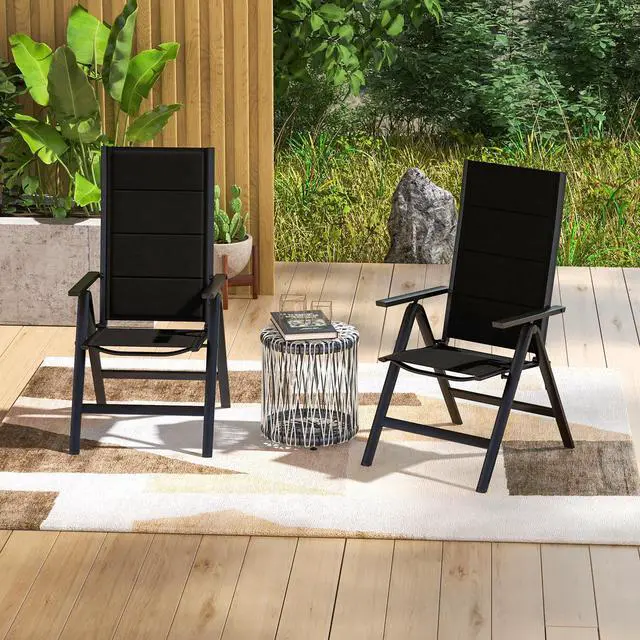 Alt view image 2 of 7 - SlickBlue Outdoor Dining Chair with Soft Padded Seat and 7-Position Adjustable Backrest