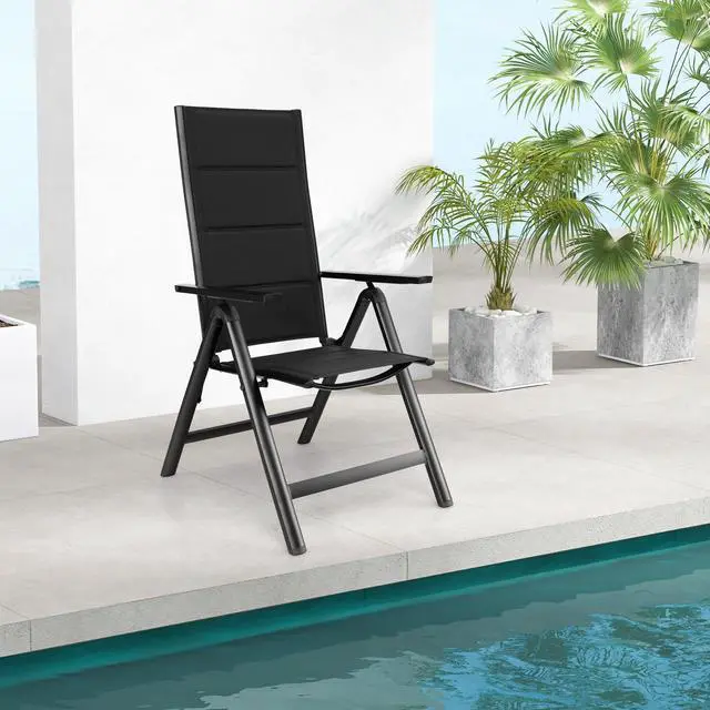 Alt view image 4 of 7 - SlickBlue Outdoor Dining Chair with Soft Padded Seat and 7-Position Adjustable Backrest