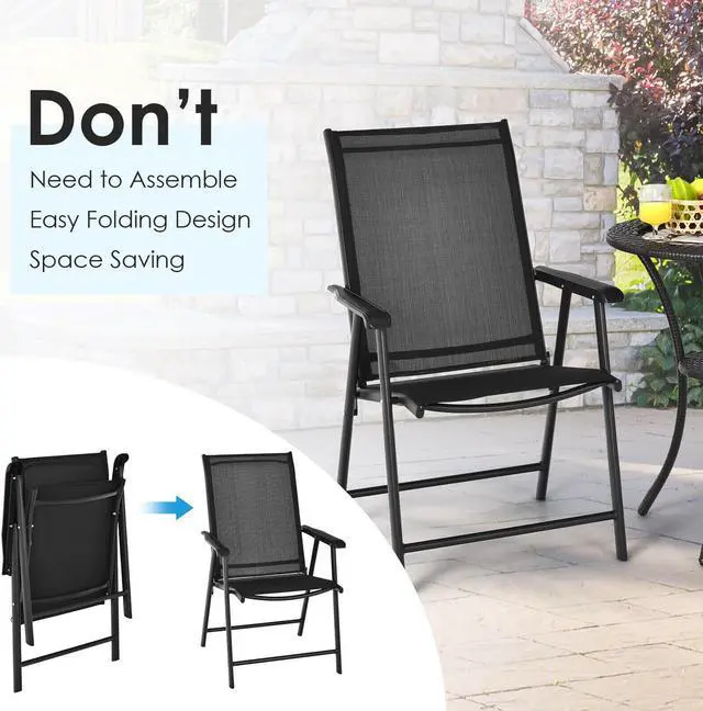 Alt view image 4 of 7 - SlickBlue Set of 2 Outdoor Patio Folding Chair with Ergonomic Armrests