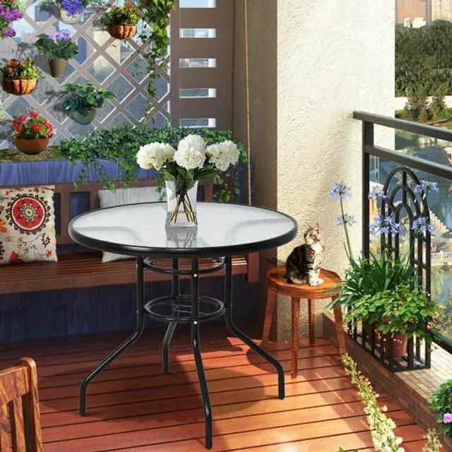 Alt view image 2 of 3 - SlickBlue Patio Round Table Steel Frame Dining Table