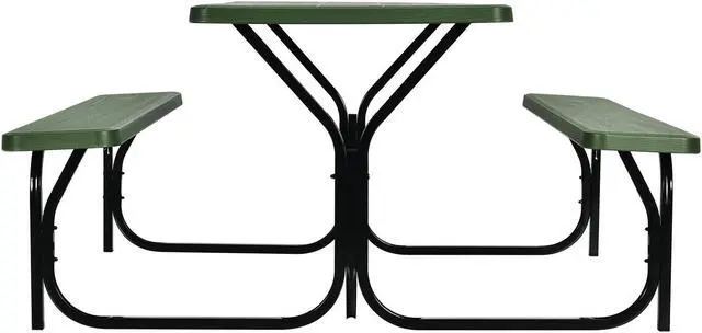 Alt view image 6 of 7 - SlickBlue HDPE Outdoor Picnic Table Bench Set with Metal Base