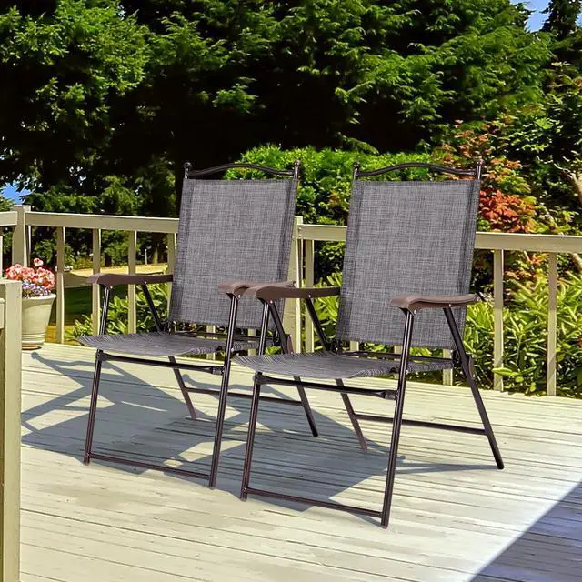 Alt view image 4 of 7 - SlickBlue Set of 2 Patio Folding Sling Back Camping Deck Chairs