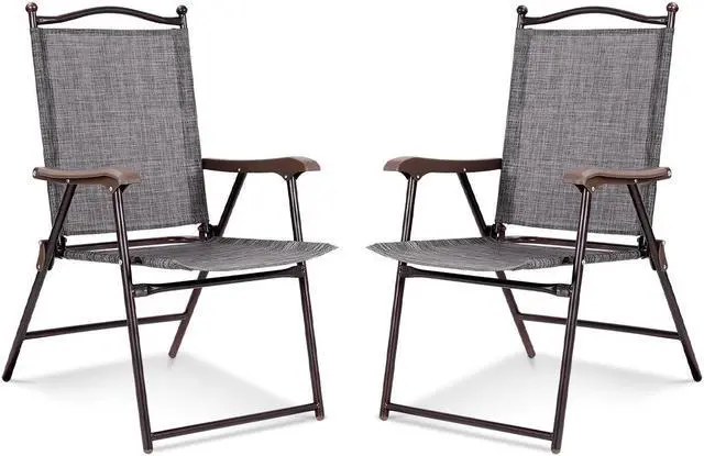 Main image of SlickBlue Set of 2 Patio Folding Sling Back Camping Deck Chairs