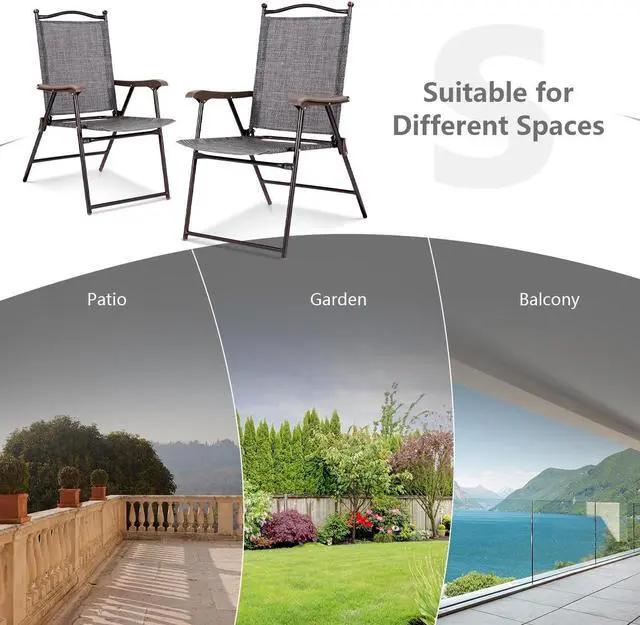 Alt view image 5 of 7 - SlickBlue Set of 2 Patio Folding Sling Back Camping Deck Chairs