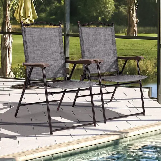 Alt view image 6 of 7 - SlickBlue Set of 2 Patio Folding Sling Back Camping Deck Chairs