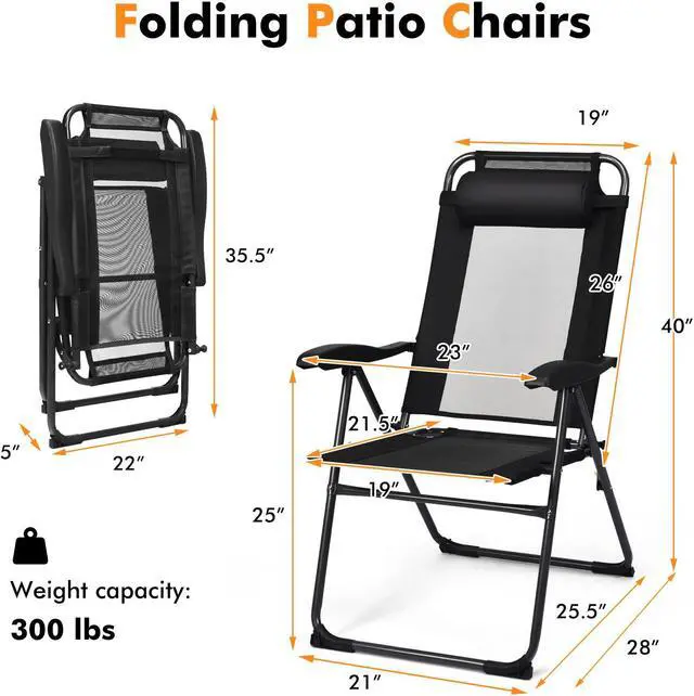 Alt view image 2 of 7 - SlickBlue 2 Pieces Patio Adjustable Folding Recliner Chairs with 7 Level Adjustable Backrest