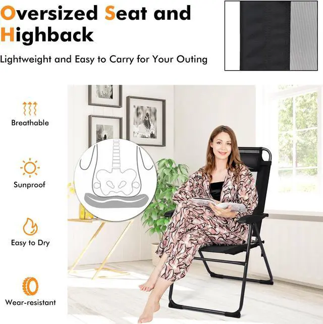 Alt view image 3 of 7 - SlickBlue 2 Pieces Patio Adjustable Folding Recliner Chairs with 7 Level Adjustable Backrest