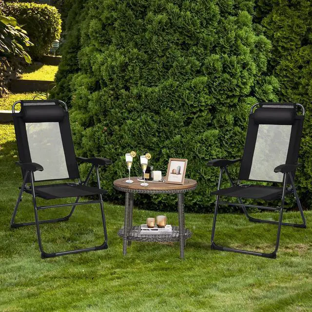 Alt view image 6 of 7 - SlickBlue 2 Pieces Patio Adjustable Folding Recliner Chairs with 7 Level Adjustable Backrest