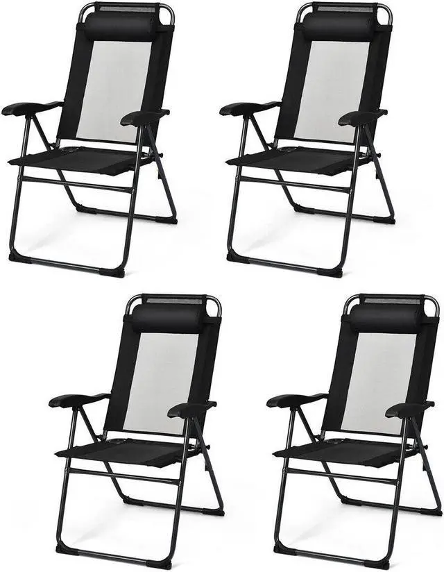 Main image of SlickBlue 4 Pieces Patio Garden Adjustable Reclining Folding Chairs with Headrest