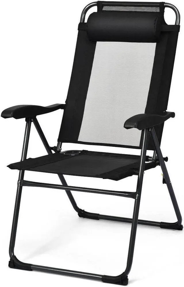 Alt view image 5 of 7 - SlickBlue 4 Pieces Patio Garden Adjustable Reclining Folding Chairs with Headrest