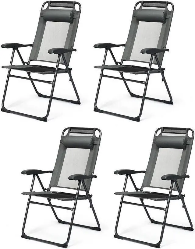 Main image of SlickBlue 4 Pieces Patio Garden Adjustable Reclining Folding Chairs with Headrest
