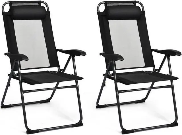 Alt view image 2 of 7 - SlickBlue 4 Pieces Patio Garden Adjustable Reclining Folding Chairs with Headrest