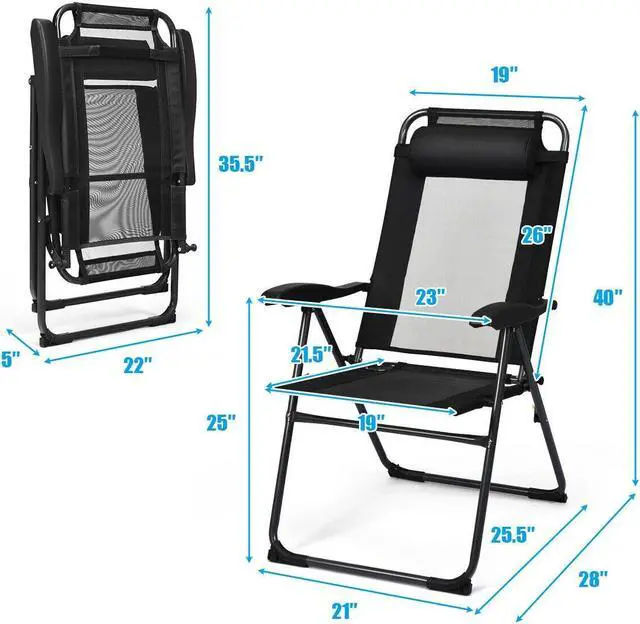 Alt view image 6 of 7 - SlickBlue 4 Pieces Patio Garden Adjustable Reclining Folding Chairs with Headrest
