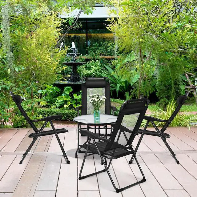Alt view image 4 of 7 - SlickBlue 4 Pieces Patio Garden Adjustable Reclining Folding Chairs with Headrest