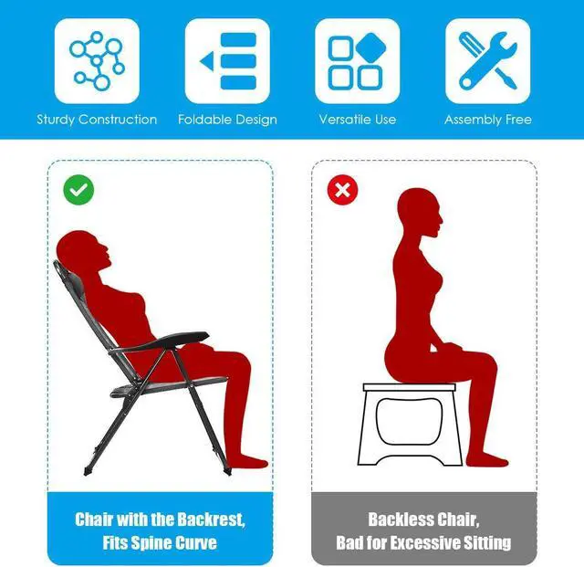 Alt view image 5 of 7 - SlickBlue 4 Pieces Patio Garden Adjustable Reclining Folding Chairs with Headrest