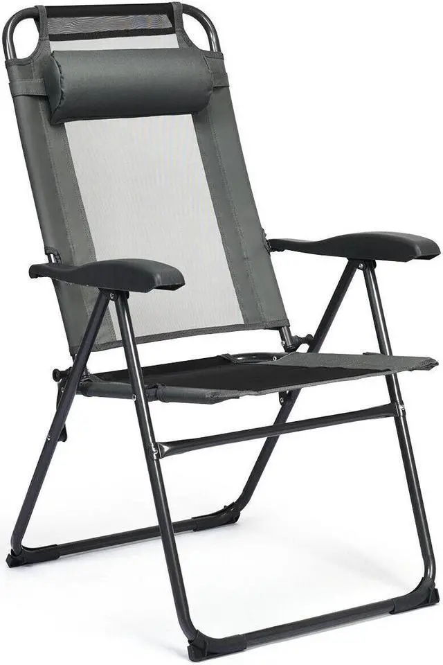 Alt view image 6 of 7 - SlickBlue 4 Pieces Patio Garden Adjustable Reclining Folding Chairs with Headrest