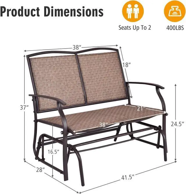 Alt view image 5 of 7 - SlickBlue Iron Patio Rocking Chair for Outdoor Backyard and Lawn