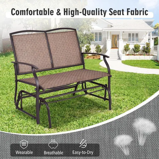 Alt view image 7 of 7 - SlickBlue Iron Patio Rocking Chair for Outdoor Backyard and Lawn