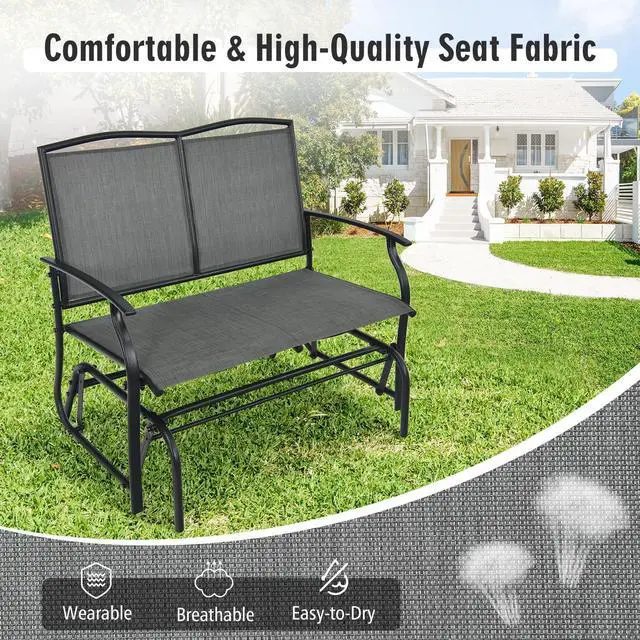Alt view image 3 of 7 - SlickBlue Iron Patio Rocking Chair for Outdoor Backyard and Lawn