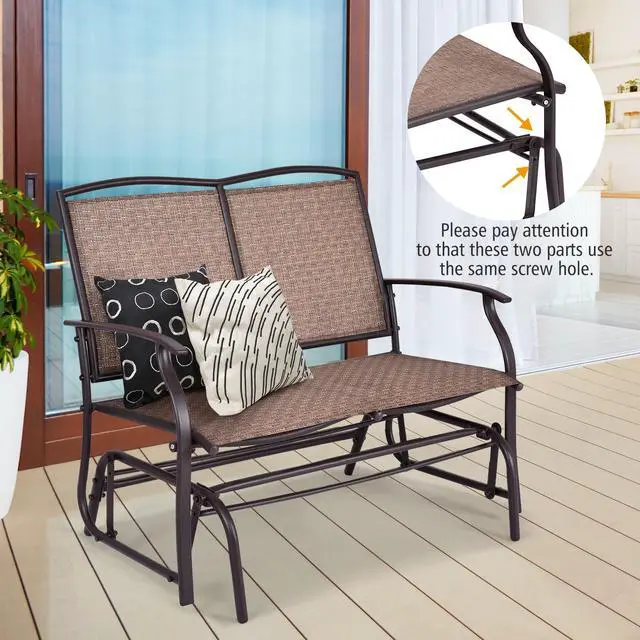 Alt view image 6 of 7 - SlickBlue Iron Patio Rocking Chair for Outdoor Backyard and Lawn