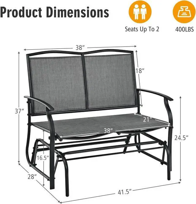 Alt view image 5 of 7 - SlickBlue Iron Patio Rocking Chair for Outdoor Backyard and Lawn