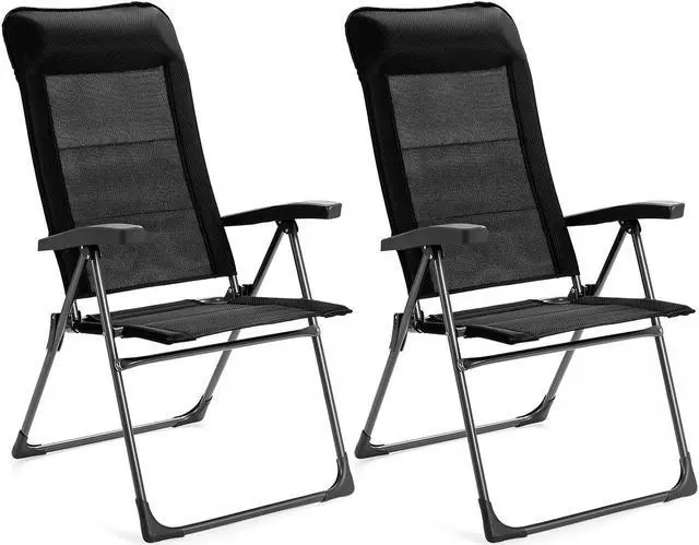 Main image of SlickBlue 2 Pcs Portable Patio Folding Dining Chairs with Headrest Adjust for Camping