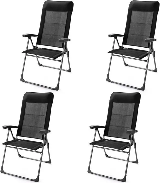 Alt view image 5 of 7 - SlickBlue 2 Pcs Portable Patio Folding Dining Chairs with Headrest Adjust for Camping