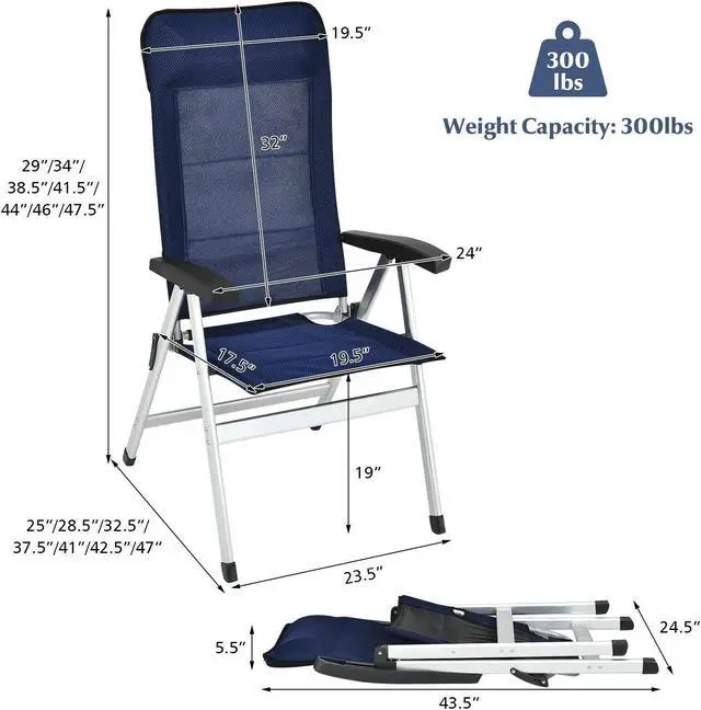 Alt view image 5 of 7 - SlickBlue 2Pcs Patio Dining Chair with Adjust Portable Headrest