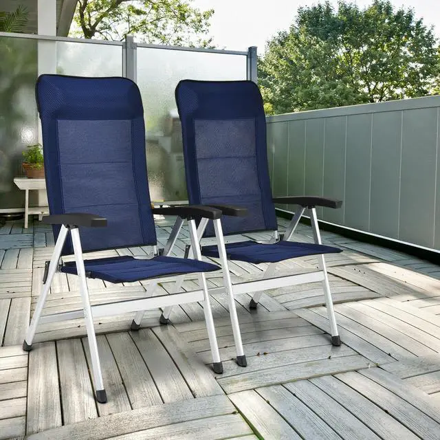 Alt view image 7 of 7 - SlickBlue 2Pcs Patio Dining Chair with Adjust Portable Headrest