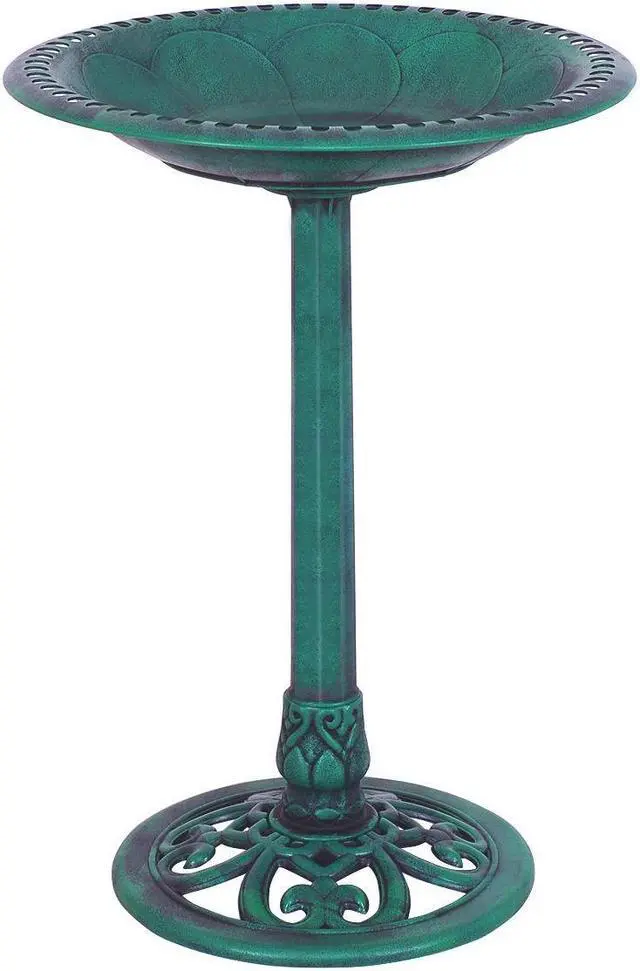Main image of SlickBlue Outdoor Garden Green Pedestal Bird Bath Feeder