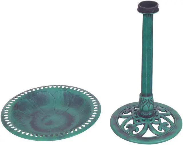 Alt view image 5 of 7 - SlickBlue Outdoor Garden Green Pedestal Bird Bath Feeder