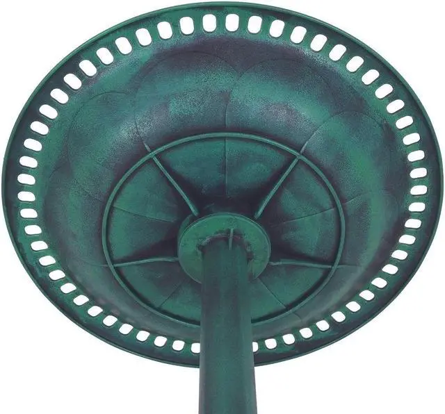 Alt view image 6 of 7 - SlickBlue Outdoor Garden Green Pedestal Bird Bath Feeder
