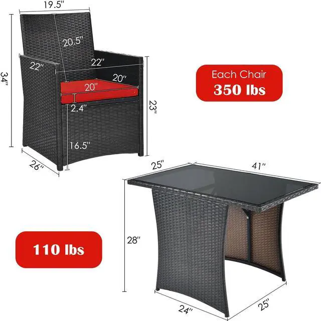 Alt view image 2 of 7 - SlickBlue 3 Pieces Patio Rattan Furniture Set with Cushion and Sofa Armrest