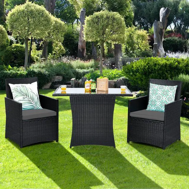 Alt view image 7 of 7 - SlickBlue 3 Pieces Patio Rattan Furniture Set with Cushion and Sofa Armrest