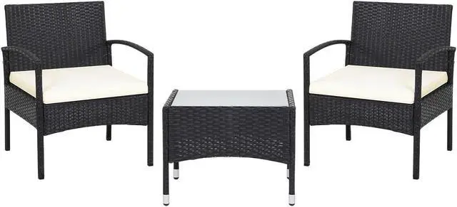 Main image of SlickBlue 3 Pieces Patio Wicker Rattan Furniture Set with Cushion for Lawn Backyard