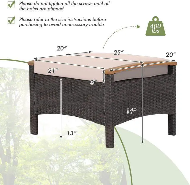 Alt view image 3 of 7 - SlickBlue Set of 2 Fade-Resistant Wicker Patio Ottoman