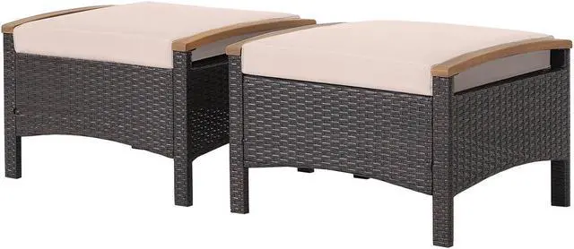 Main image of SlickBlue Set of 2 Fade-Resistant Wicker Patio Ottoman