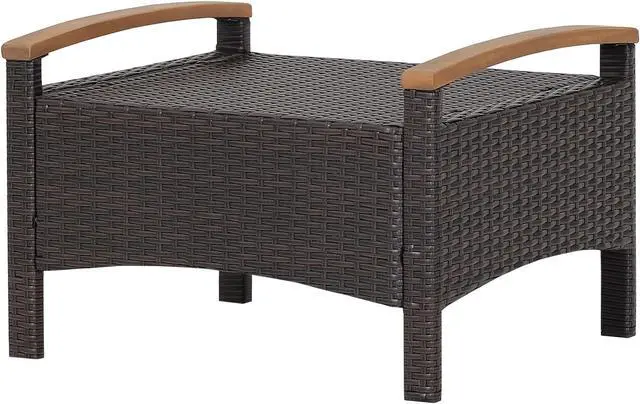 Alt view image 6 of 7 - SlickBlue Set of 2 Fade-Resistant Wicker Patio Ottoman