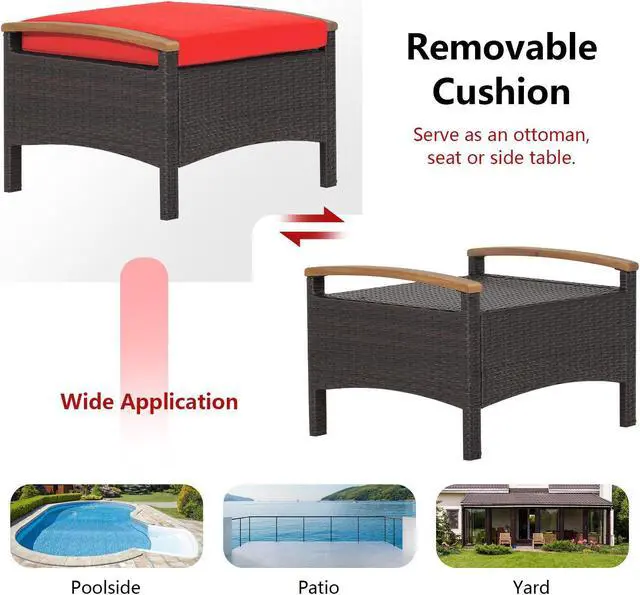 Alt view image 3 of 7 - SlickBlue Set of 2 Fade-Resistant Wicker Patio Ottoman