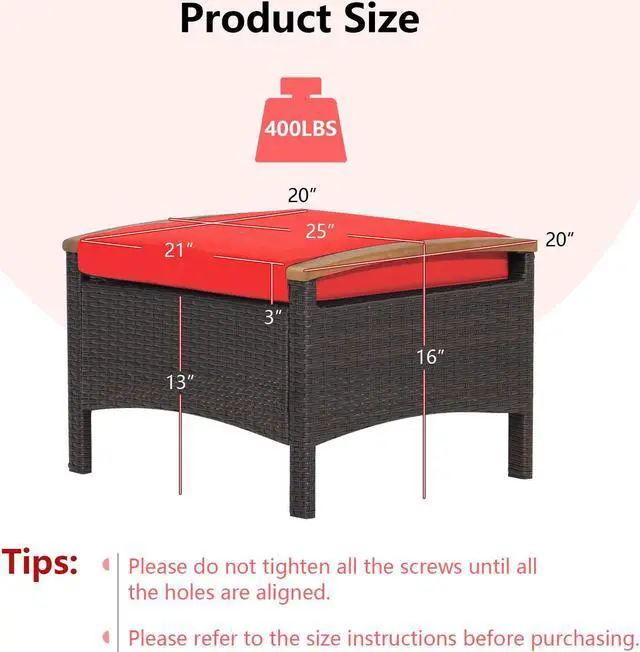 Alt view image 4 of 7 - SlickBlue Set of 2 Fade-Resistant Wicker Patio Ottoman