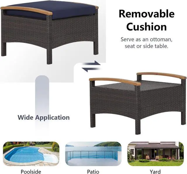 Alt view image 3 of 7 - SlickBlue Set of 2 Fade-Resistant Wicker Patio Ottoman